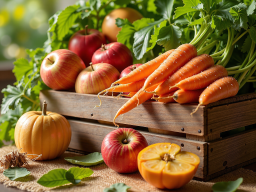 农产品展示，各类农林产品，新鲜蔬菜水果，有机农产品，绿色包装